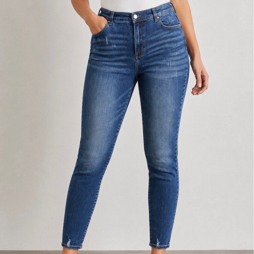 True Craft High Rise Skinny Jeans Junior Womens Size 15 Distressed Stretch Denim